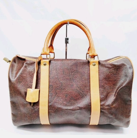 ETRO Signature Paisley Coated Canvas & Natural Leather Trimmed Weekender Bag - Picture 1 of 9